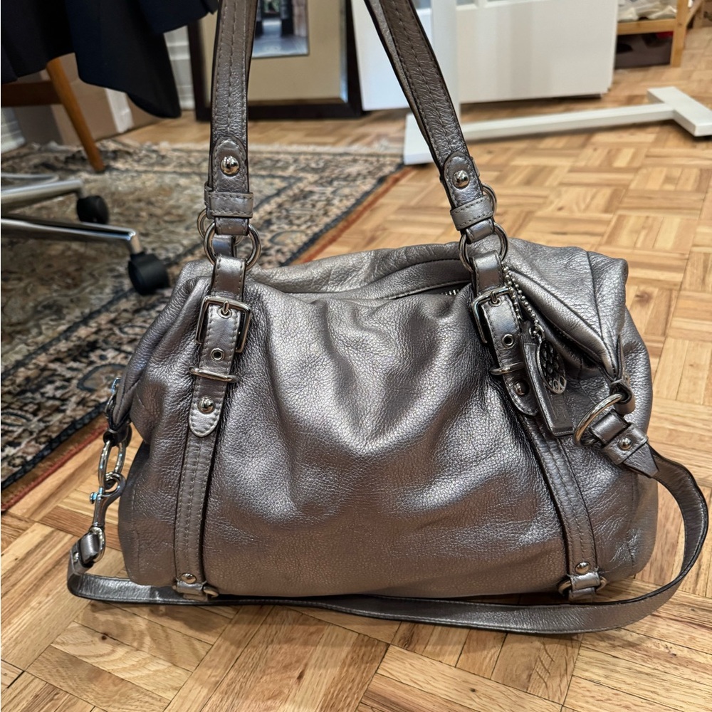 Vintage Coach Metallic Gray Women's Handbag